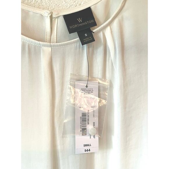 White Worthington Flowy Top with Butterfly Sleeves Size Small NWT - Picture 3 of 8